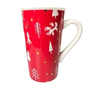 Starbucks 2019 Holiday Trees Mug 16 oz Elves Bunny Wolf Snow Angel Gold Dots